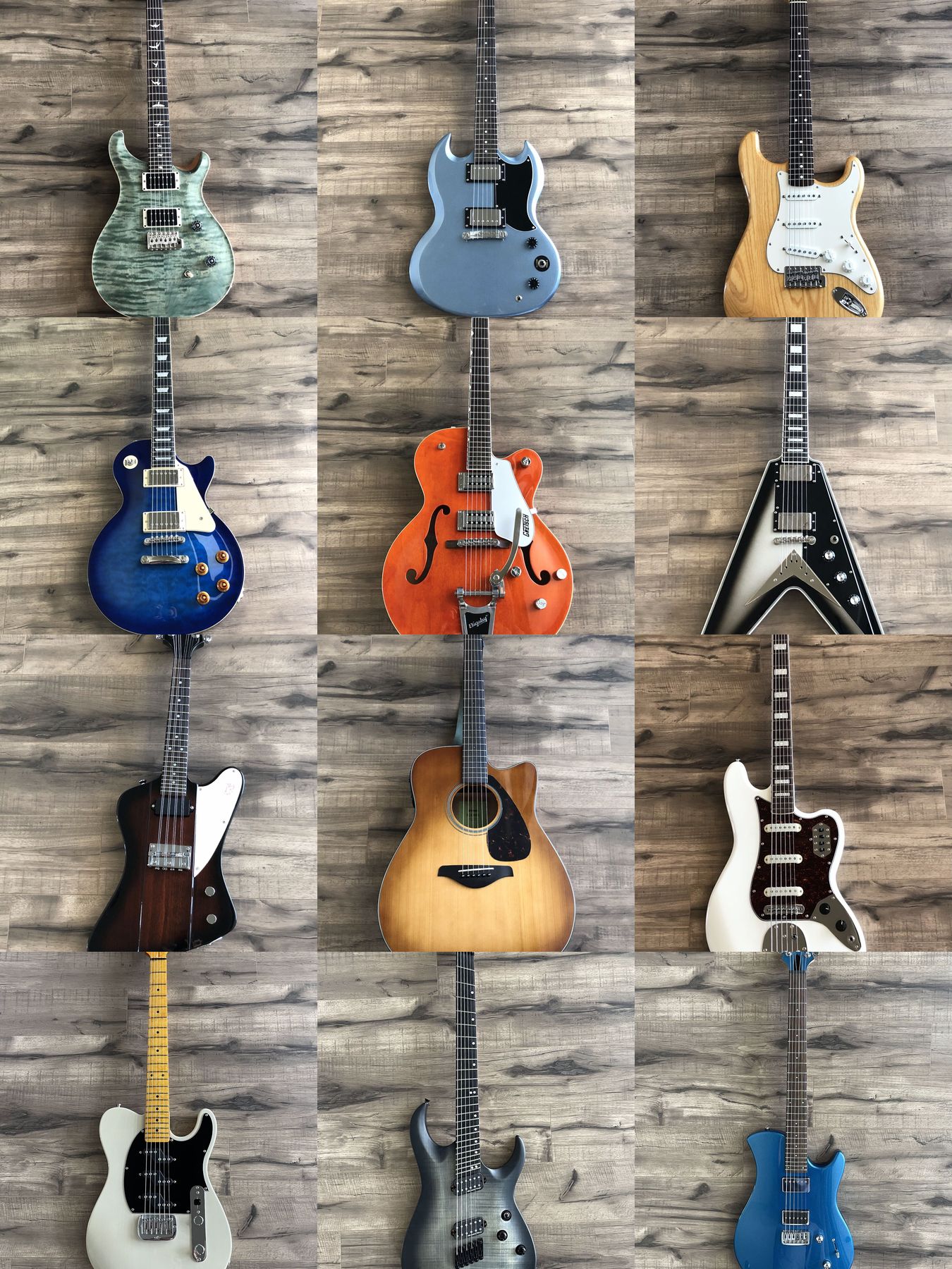Grid of guitars from the purchased collection